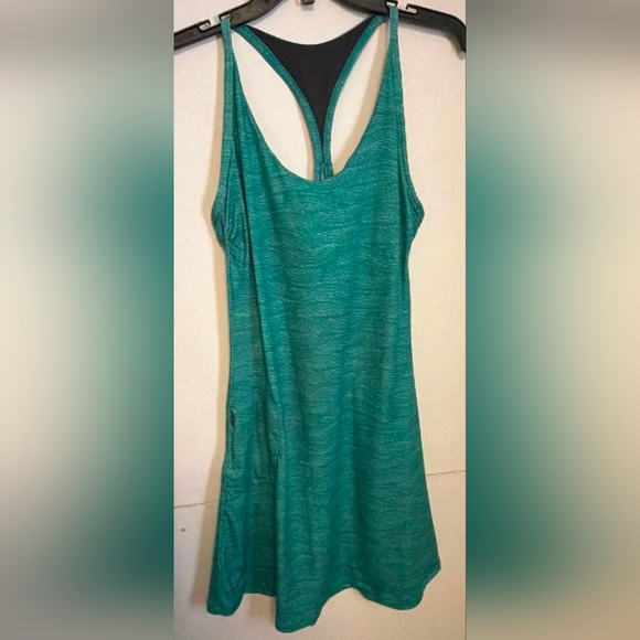 Prana Teal Wave-Print Racerback Blue Green Dress - Picture 2 of 8